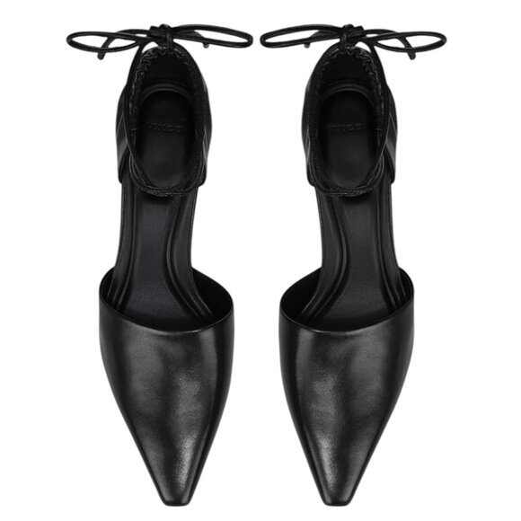 VINCE Leather Sarai Kitten Heeled Pumps With Ankle Tie Closure - Picture 4 of 4